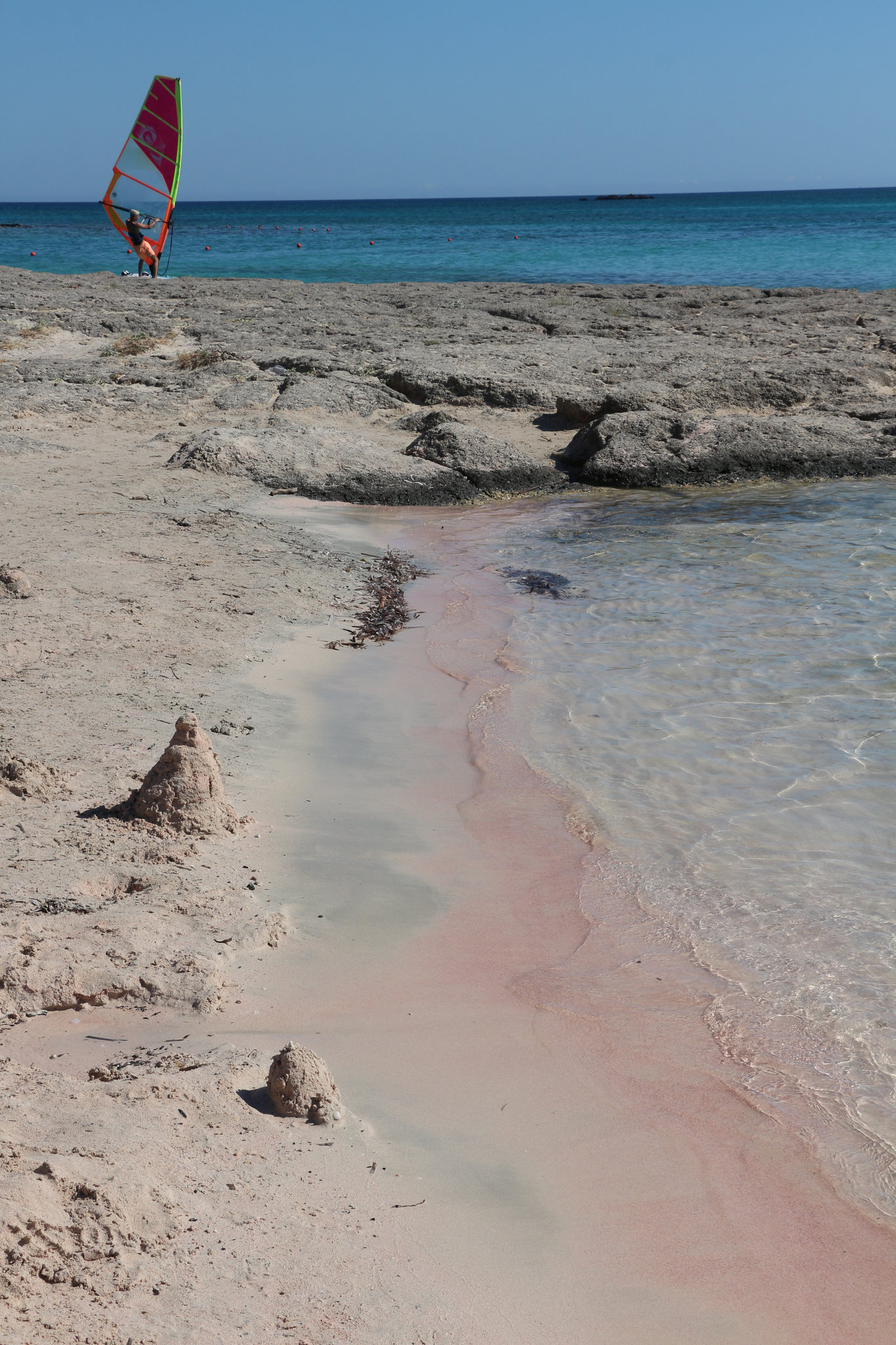 Pink sand at Elafonisi Beach